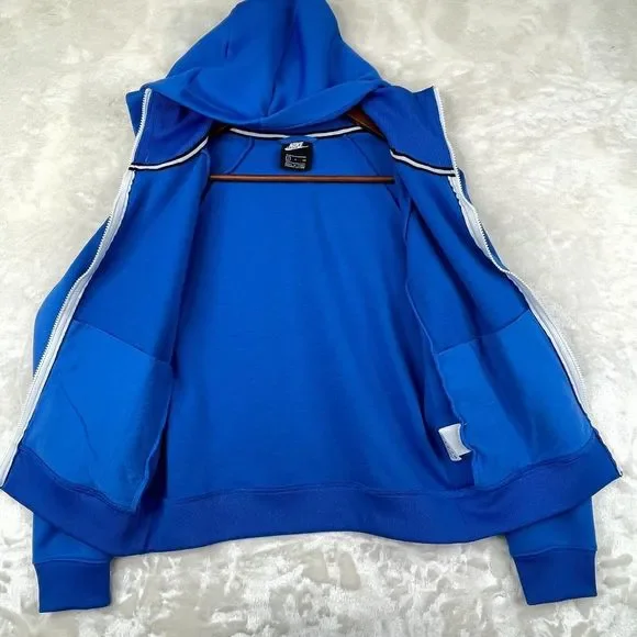Nike Hooded Sweatshirt Womens Size Small Blue Retro Full Zip Track Jacket Hoodie - Picture 7 of 15